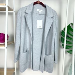 Magaschoni Gray Knit Blazer Light Gray S
